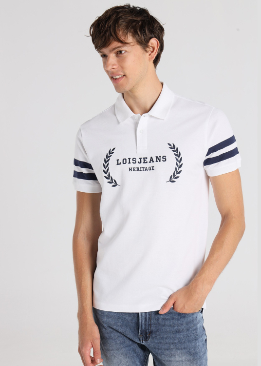 lois jeans Polo bicolore - Broderie poitrine avec manches courtes