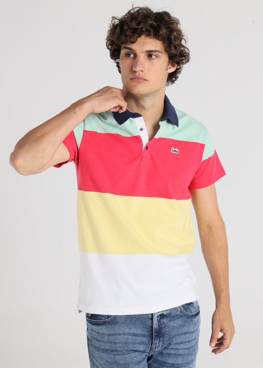lois jeans Polo - Rayures colorées avec logo à manches courtes