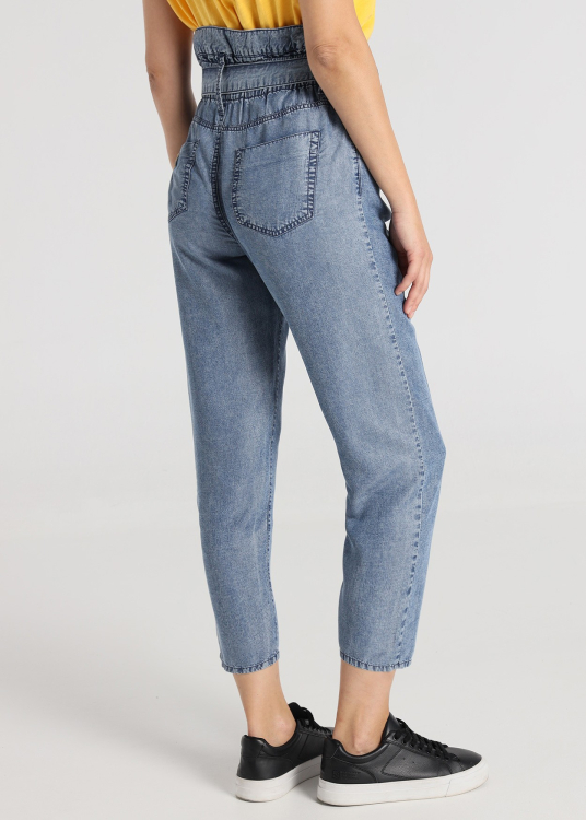 Pantalon - Tissu Tencel | Ajustement du sac en papier - Tiro Baggy | Taille en pouces | Bleu