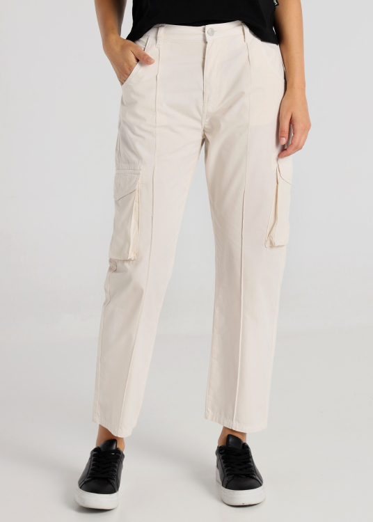 Pantalon - Poches à rabats | Coupe cargo - Tir moyen | Taille en pouces | Blanc