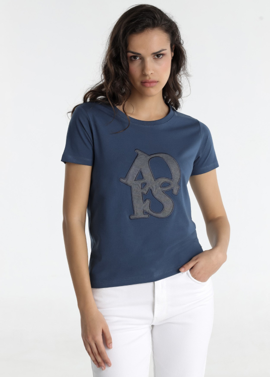 T-shirt - Application logo en denim à manches courtes