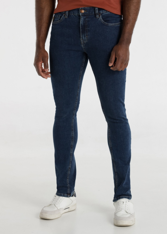 Jean bleu délavé vintage Coupe slim Taille Moyenne | Bleu
