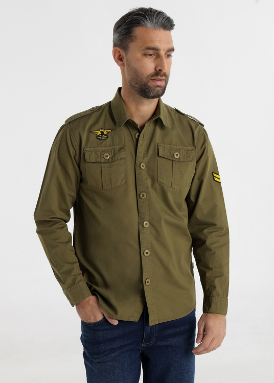 Surchemise avec poches et patch logo | Vert