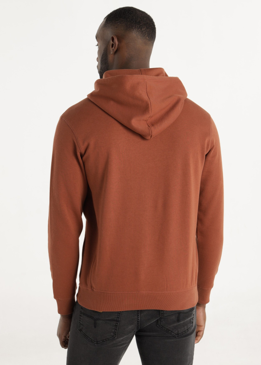 Sweat à capuche graphique héraldique brodé avec poche kangourou | Brun