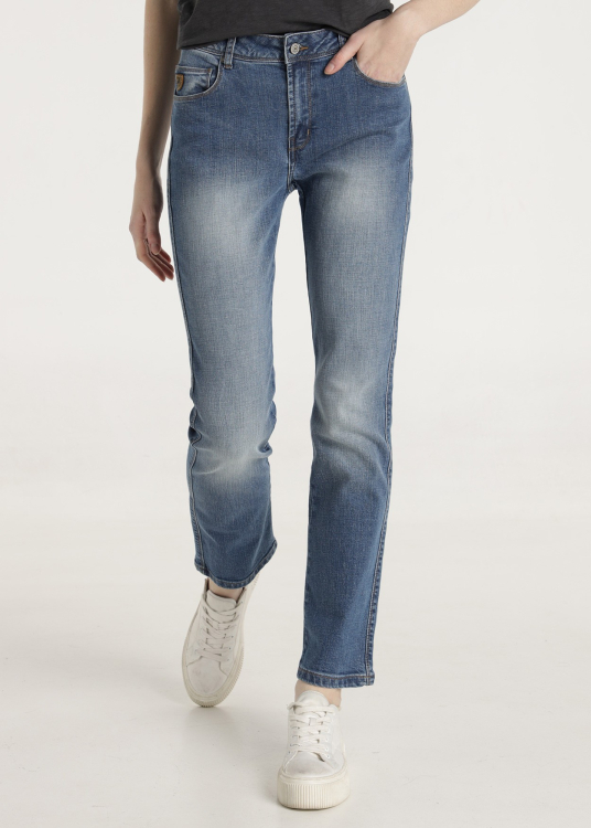 Jean bleu Cross Weave Coupe droite Taille Basse | Bleu