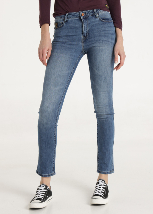 Jean Repreve délavé bleu moyen Coupe skinny Taille Moyenne | Bleu