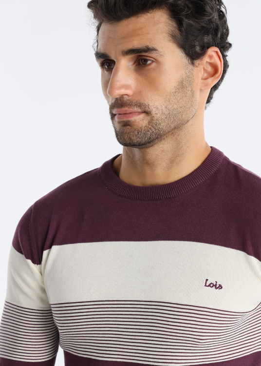 Pull à rayures avec patch logo et col ras du cou