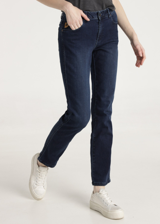 Jeans Bleu Foncé moyen Coupe droite Taille Basse | Bleu