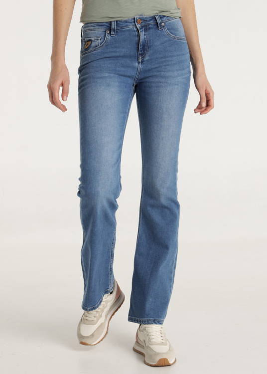 Jean bleu claire médium délavé Coupe bootcut Taille Moyenne | Bleu