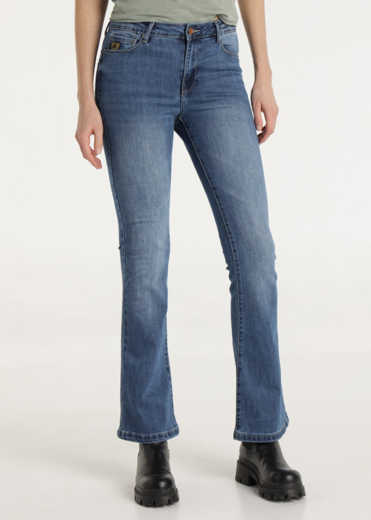 Jean Repreve bleu délavé moyen Coupe push-up évasée Taille extra basse | Bleu