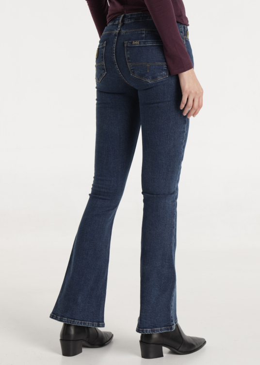 Jean délavé vintage Coupe push-up évasée Taille extra basse | Bleu