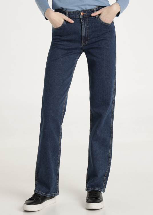 Jean bleu vintage délavé Coupe Mom Taille Moyenne | Bleu