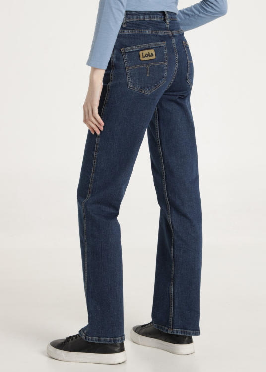 Jean bleu vintage délavé Coupe Mom Taille Moyenne | Bleu