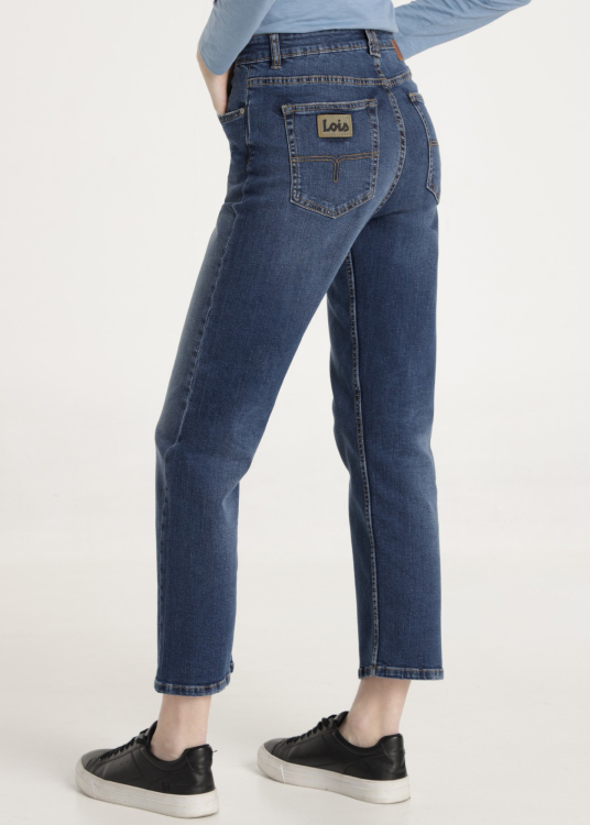 Jean bleu moyen délavé Coupe droite courte Taille Moyenne