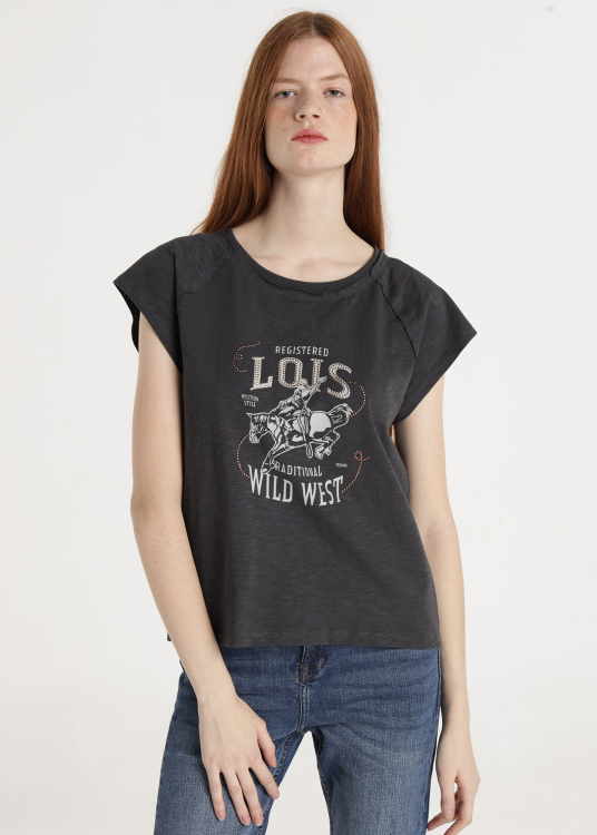 T-shirt manches courtes avec graphique country | Gris