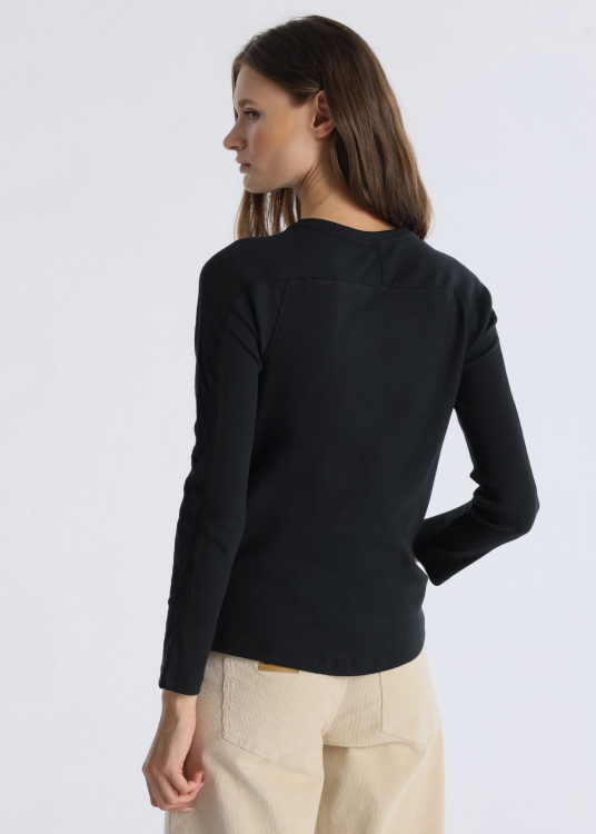 T-shirt cÎtelé ajusté manches longues | Gris