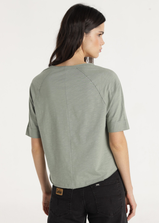 T-shirt manches raglan avec graphique imprimé et brodé | Vert