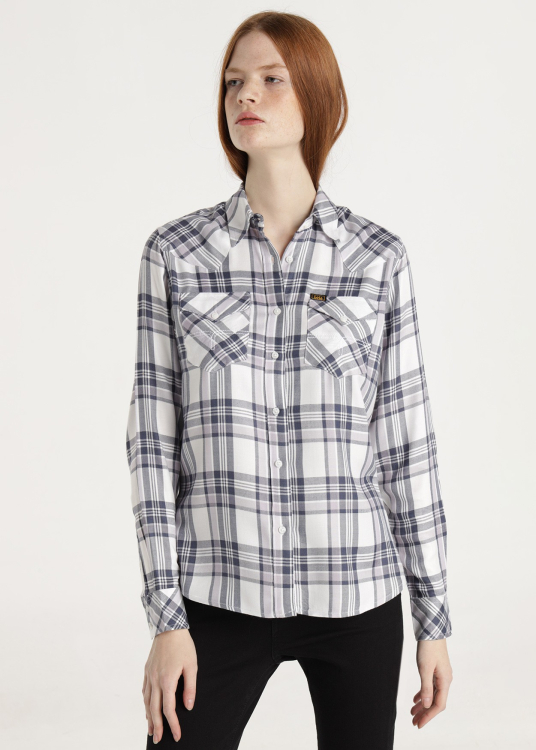 Chemise Ă  carreaux avec poches et manches longues | Bleu