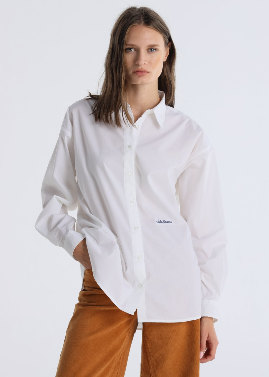 Chemise manches longues Lois brodé contrasté | Blanc