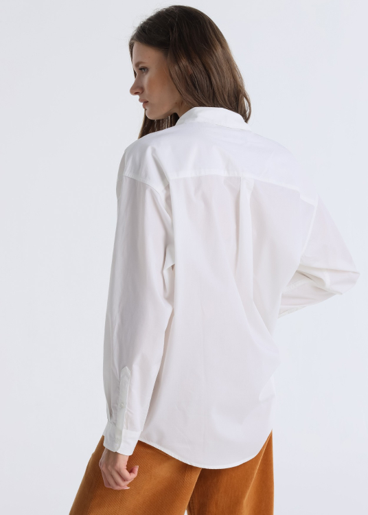 Chemise manches longues Lois brodé contrasté | Blanc