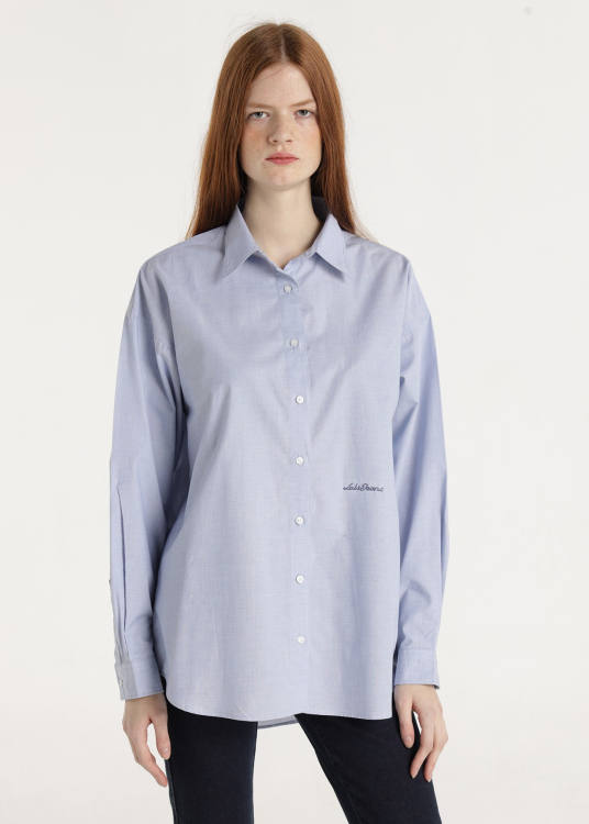Chemise manches longues Lois brodé contrasté | Bleu