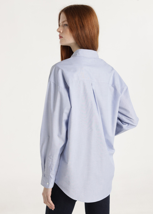 Chemise manches longues Lois brodé contrasté | Bleu