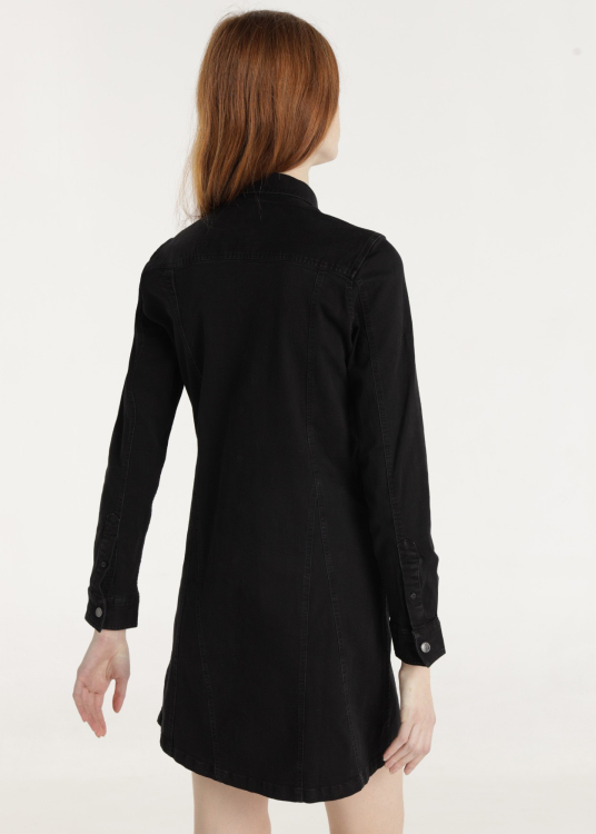 Robe jean courte noire délavée avec détails cloutés