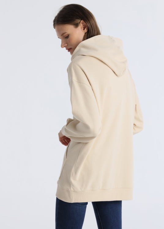 Sweat Ă  capuche avec poche kangourou et tissu doux | Beige