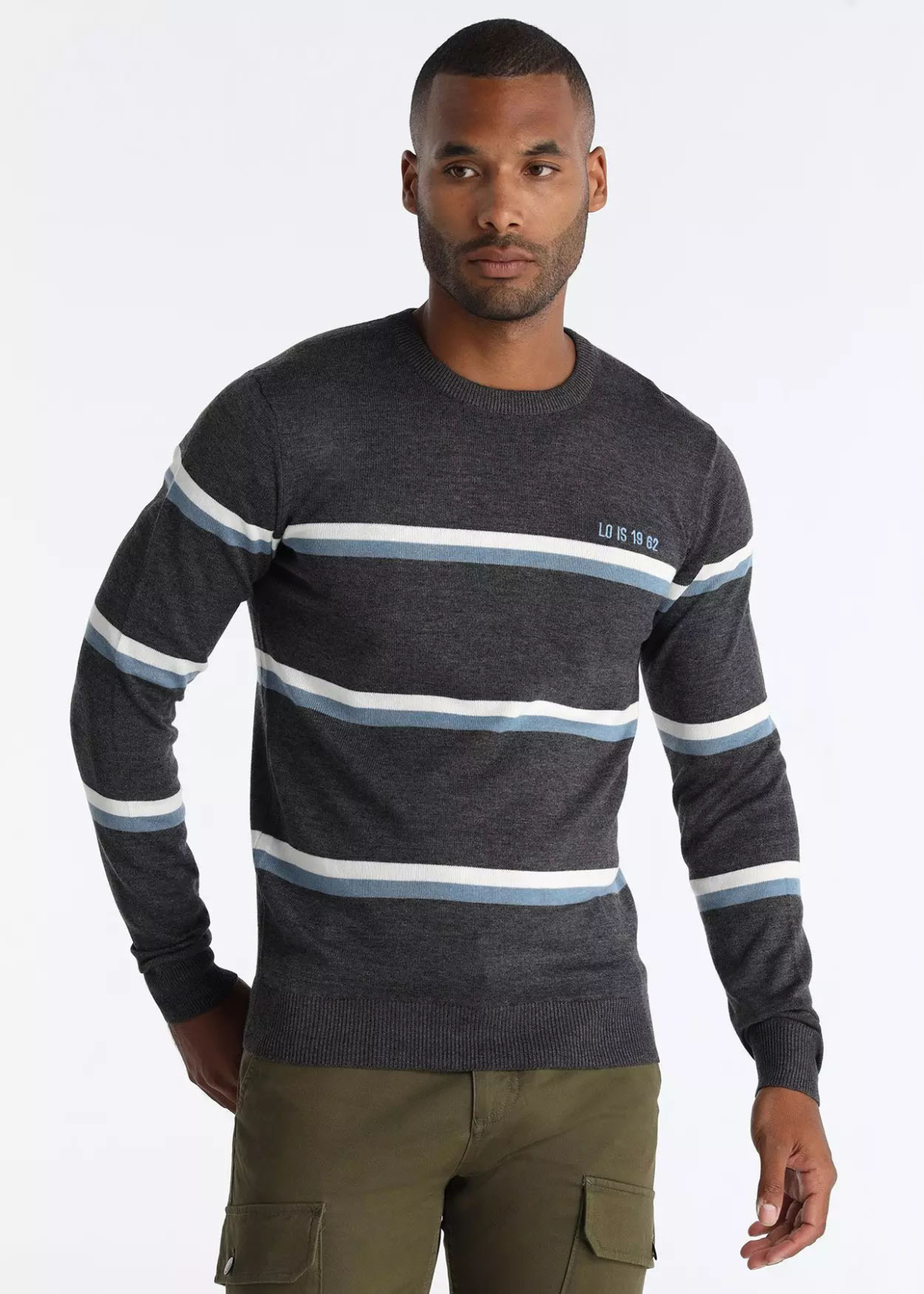 Pull ras du cou à rayures multicolores