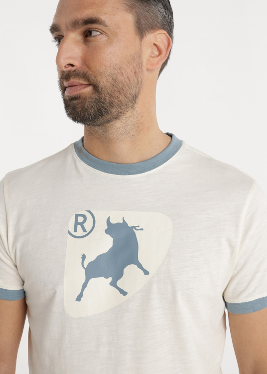 T-shirt manches courtes et col rond avec graphique taureau contrasté | Beige