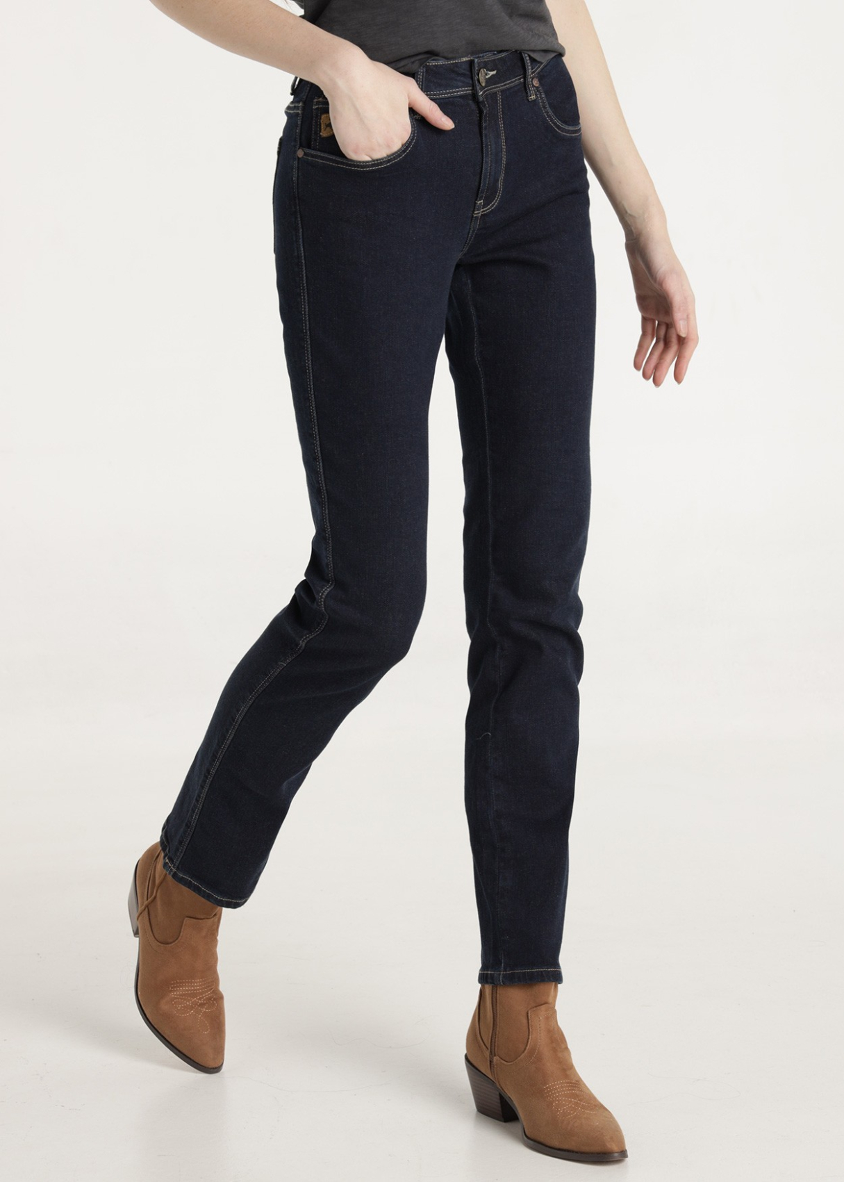 Jeans Bleu Foncé Coupe droite Taille Basse