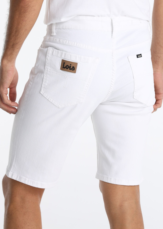 Bermuda en jean slim blanc pur pour l'été | Tailles en pouces