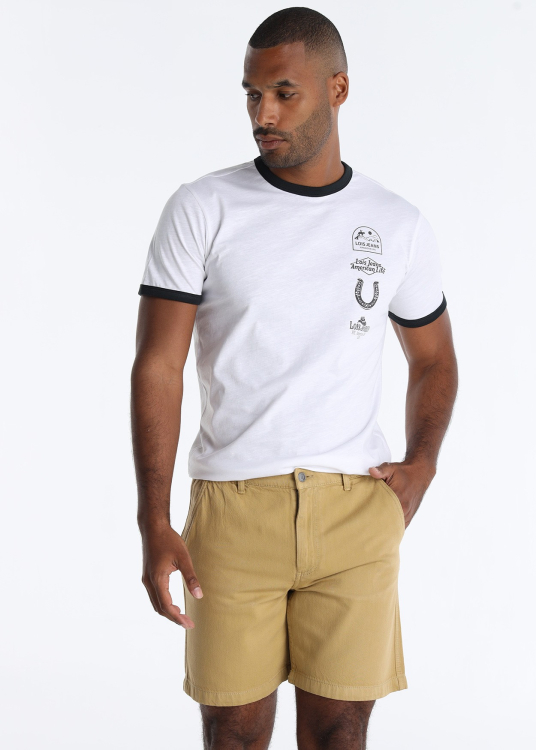 Bermuda en coton avec taille élastique, jaune | Tailles en pouces | Vert