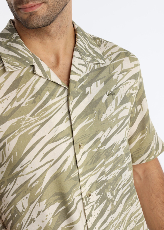 Chemise fluide en viscose à imprimé jungle moderne