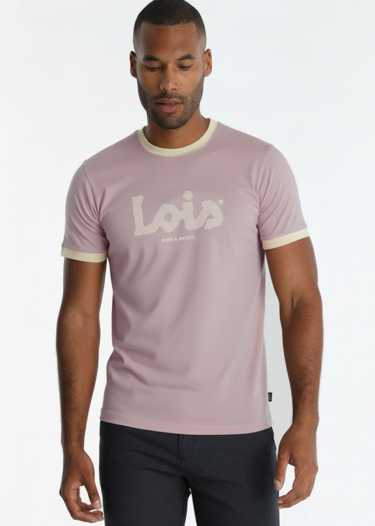 T-shirt basique à manches courtes avec le logo Lois sur la poitrine | Violet