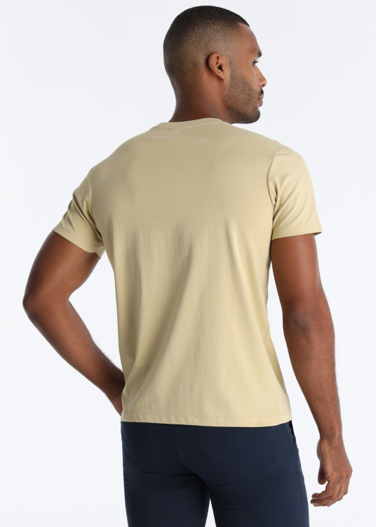 T-shirt blanc basique en coton pour homme | Col rond | Coupe ajustée | Logo Lois Jeans gris imprimé