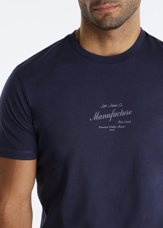 T-shirt graphique avec motif machine sur fond jaune | Bleu