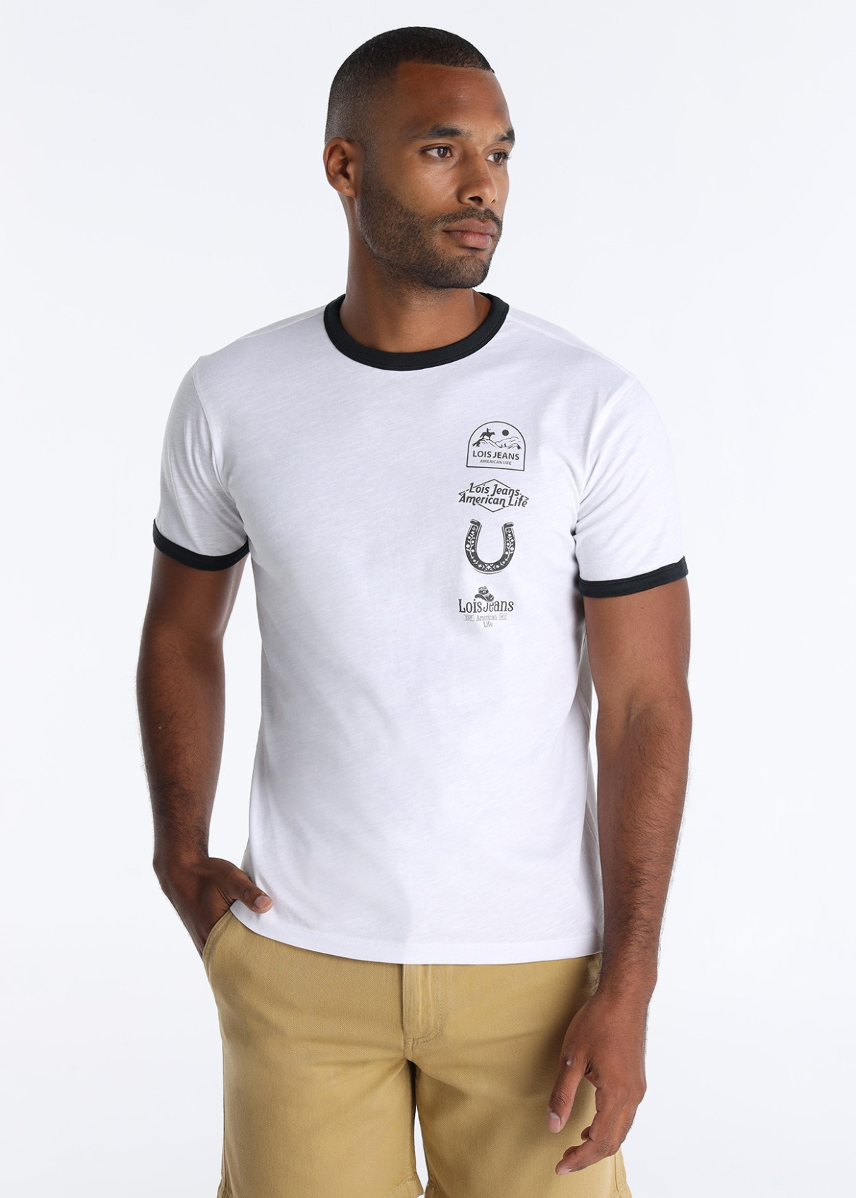 T-shirt style ringer avec motif américain rétro