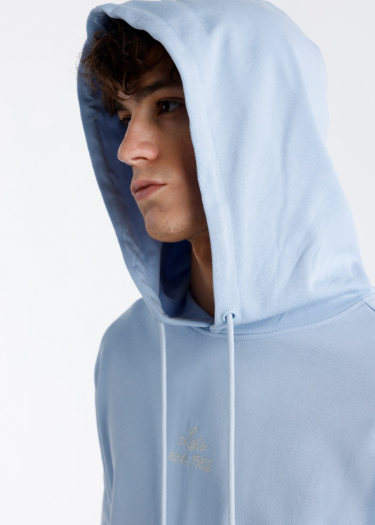 Sweat à capuche bleu marine avec broderie sur la poitrine | Bleu