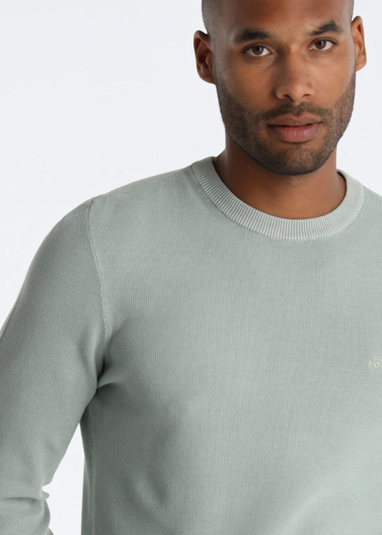Pull en maille de coton beige avec logo brodé | Vert