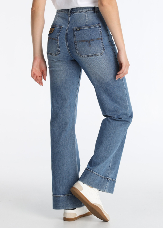Jeans à jambes larges avec poches plaquées style nautique | Tailles en pouces