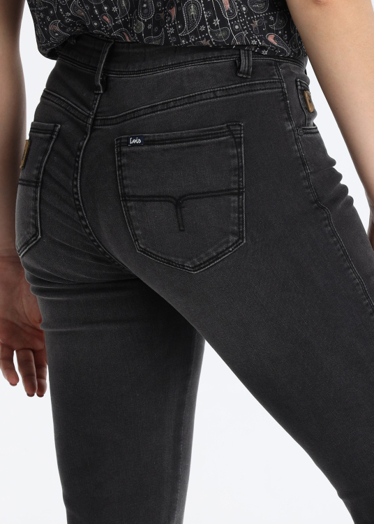 Jean droit en coton stretch noir délavé | Tailles en pouces | Noir