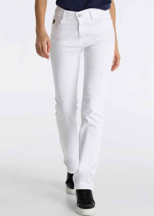 Jean droit en coton stretch blanc pur | Tailles en pouces | Blanc