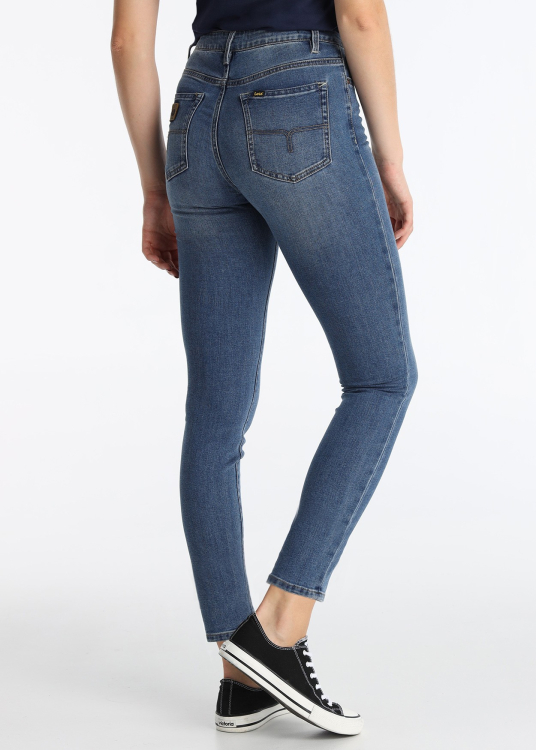 Jean skinny délavé moyen à la cheville | Tailles en pouces | Bleu