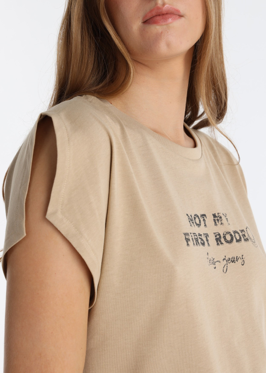 T-shirt à épaules dénudées et motif « RODEO » | Brun