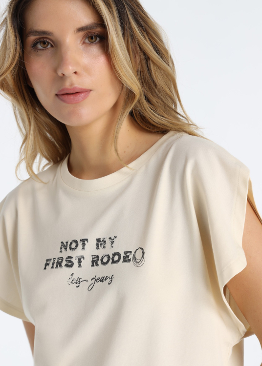 T-shirt à épaules dénudées et motif « RODEO »