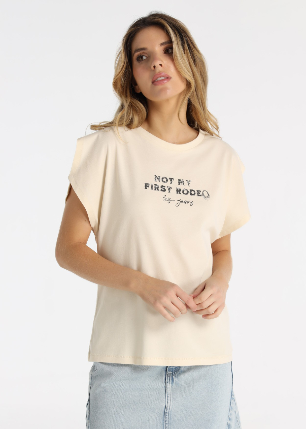 T-shirt à épaules dénudées et motif « RODEO »