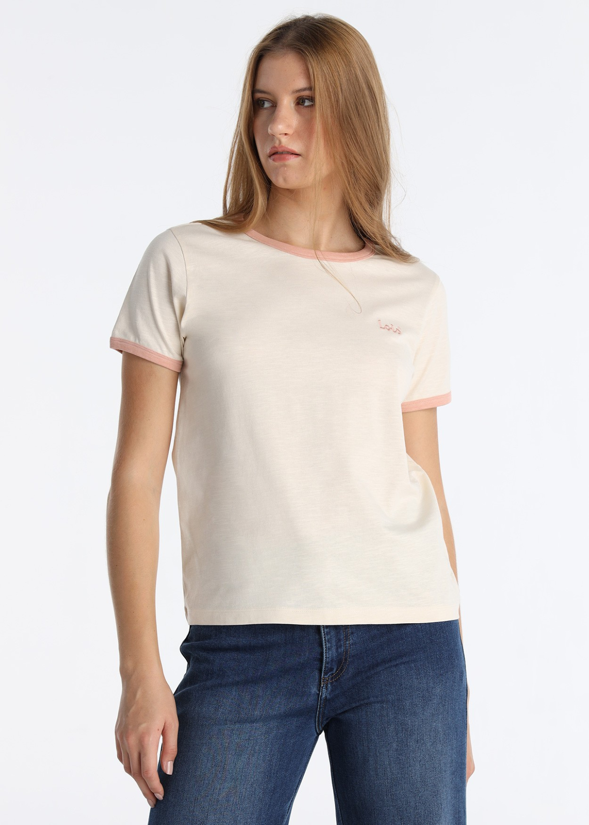 T-shirt en coton flammé avec logo Lois brodé