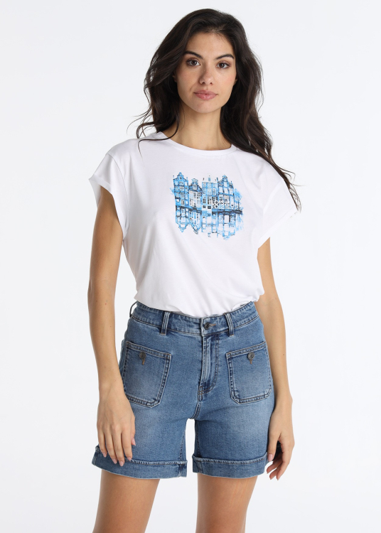 Short en jean avec poches plaquées style safari | Tailles en pouces | Bleu