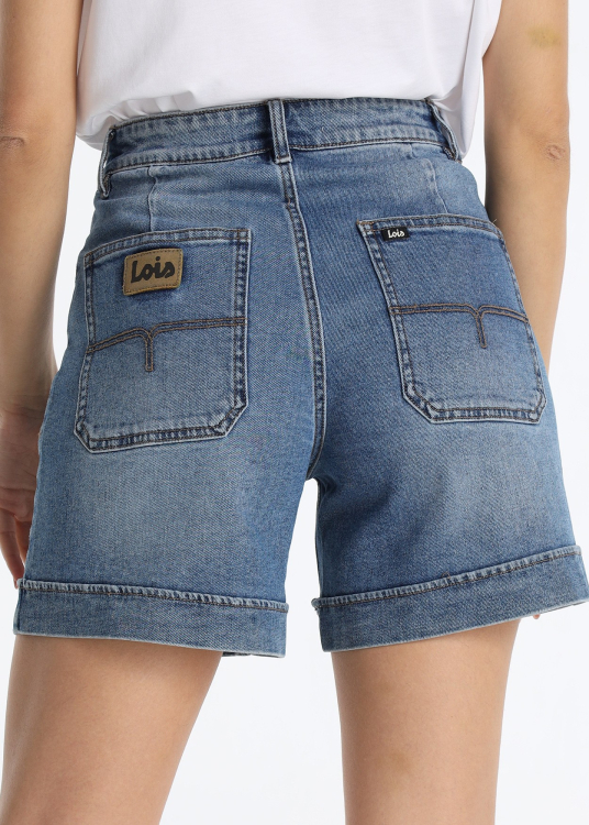 Short en jean avec poches plaquées style safari | Tailles en pouces | Bleu